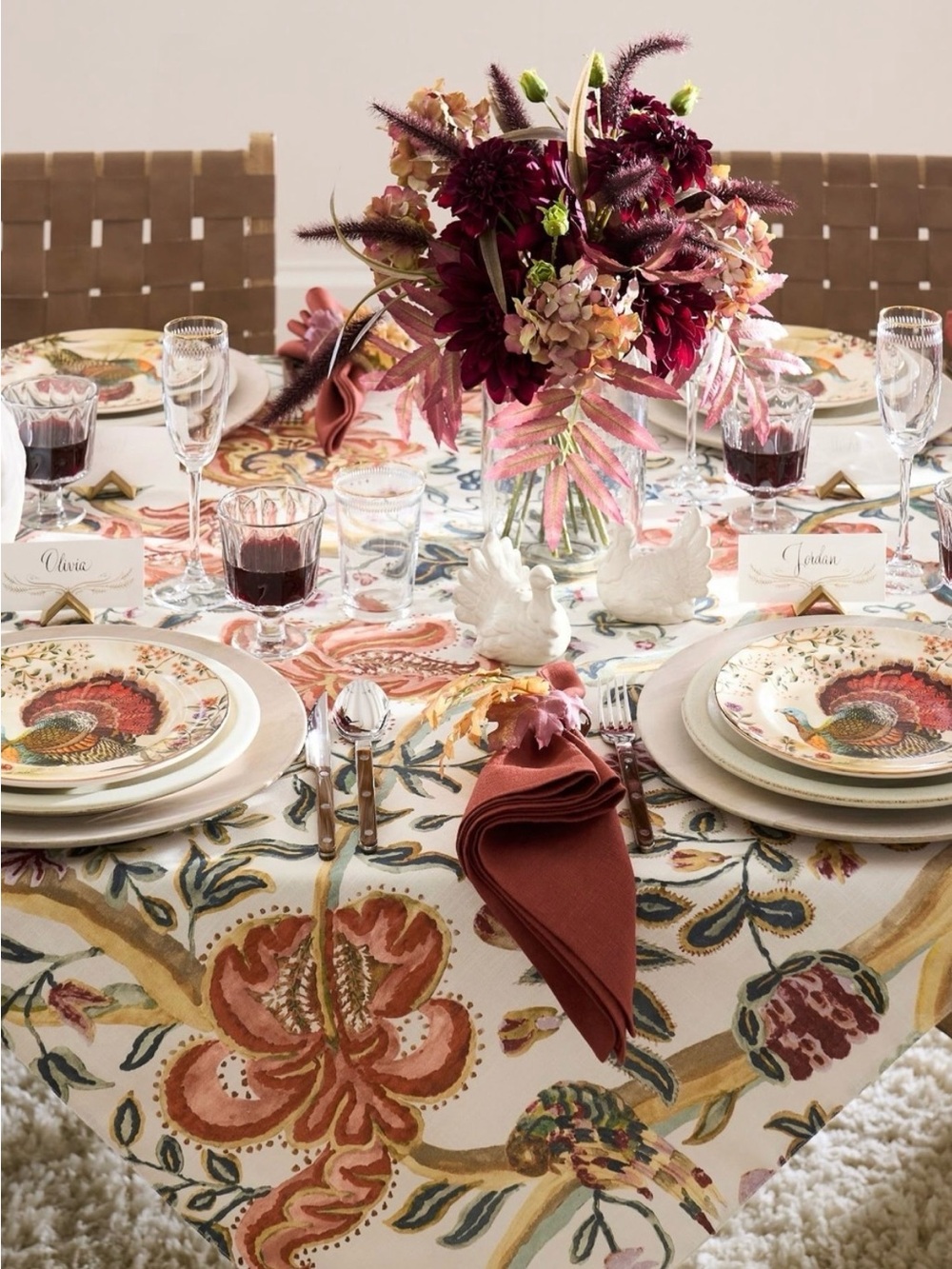 Pottery Barn Eleanor Palampore Floral Paisley Cloth Napkins Set of 4